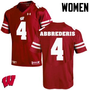 Women's Wisconsin Badgers NCAA #4 Jared Abbrederis Red Authentic Under Armour Stitched College Football Jersey FJ31L78BL